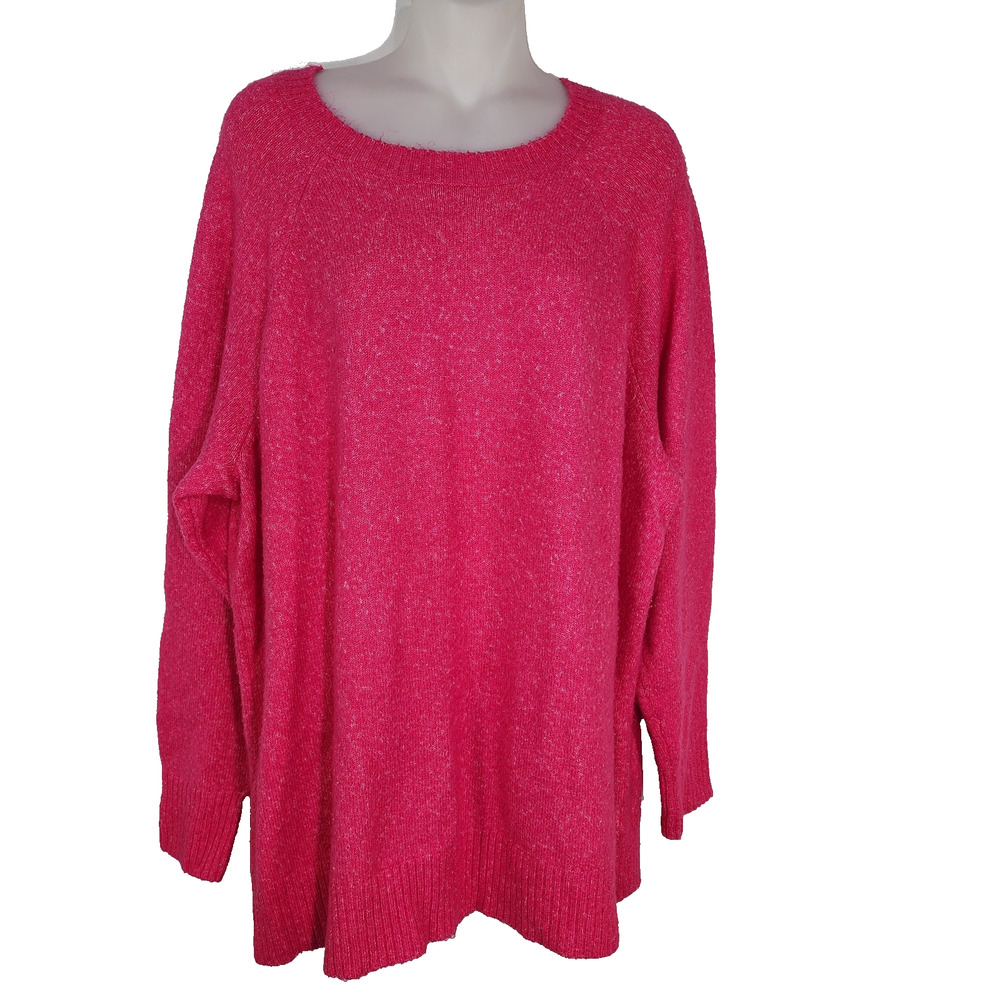 Torrid Sweater Women Size 1X Pink Long Sleeve Pullover Stretch Crew Neck Stretch